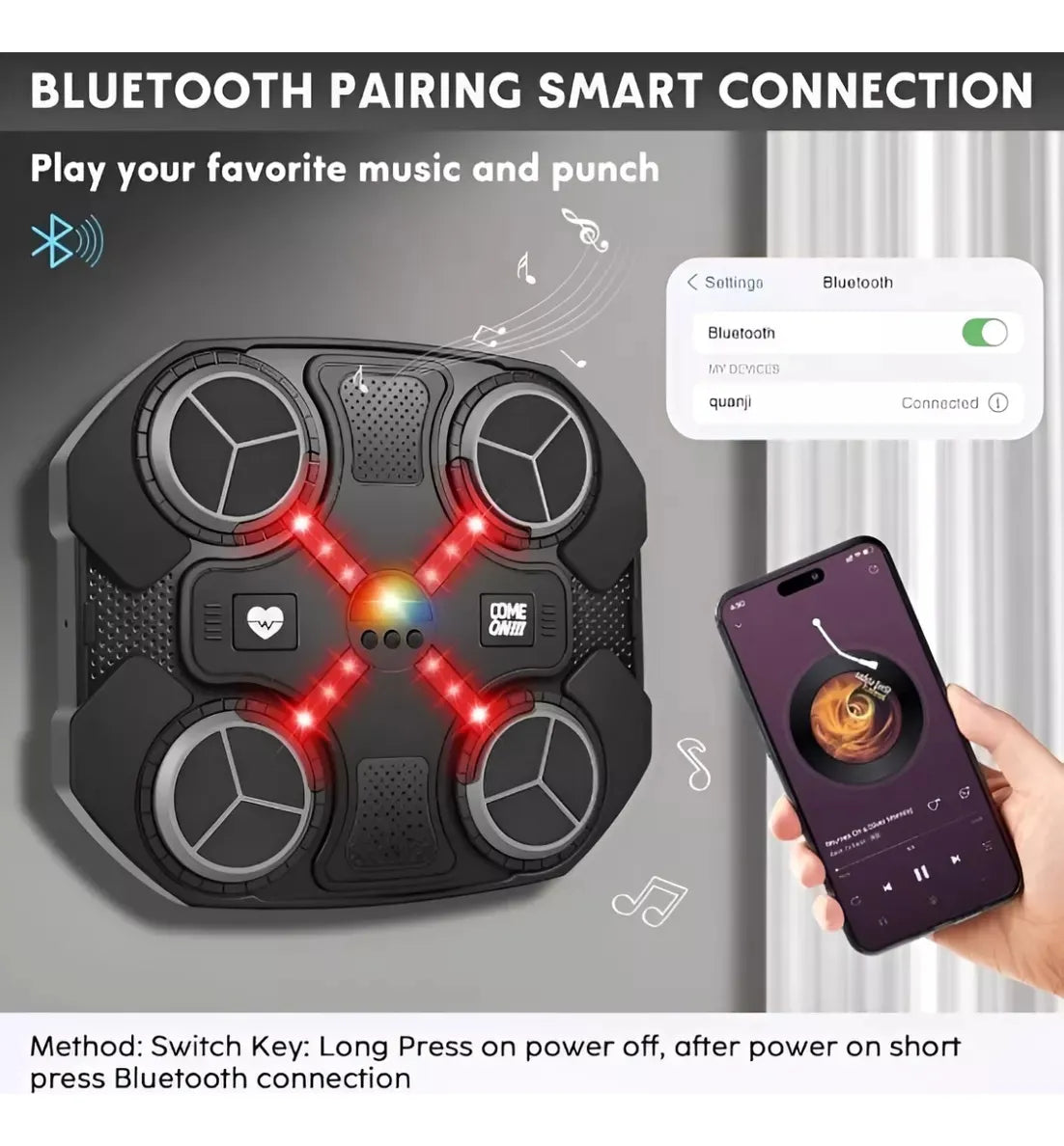 INTELLIGENT SMART BOXING ® Máquina de Boxeo Inteligente con Luces LED y Música Bluetooth