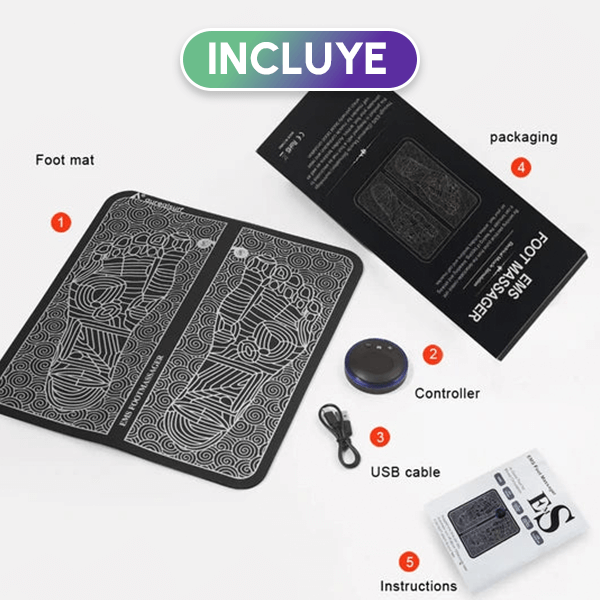 TAPETE MASAJEADOR TERAPÉUTICO PARA PIES  Masajeador de Pies EMS - Alivio Inmediato para Pies Cansados