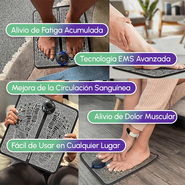 TAPETE MASAJEADOR TERAPÉUTICO PARA PIES  Masajeador de Pies EMS - Alivio Inmediato para Pies Cansados
